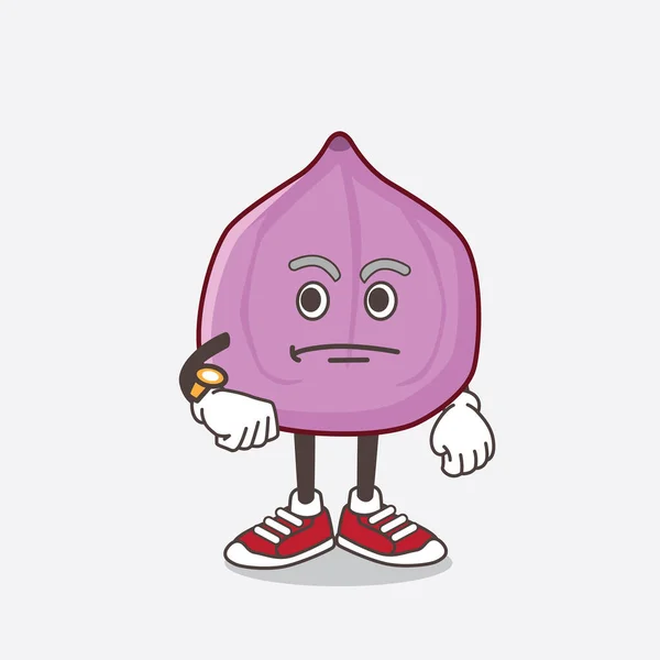 Illustration Fig Fruit Cartoon Mascot Character Waiting Gesture — Stock Vector