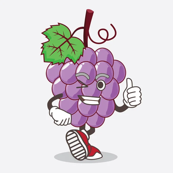 Illustration Grape Fruit Cartoon Mascot Character Making Thumbs Gesture — Stock Vector