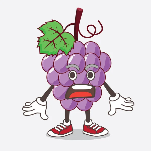 Uma Ilustração Personagem Mascote Desenhos Animados Grape Fruit Com Gesto — Vetor de Stock