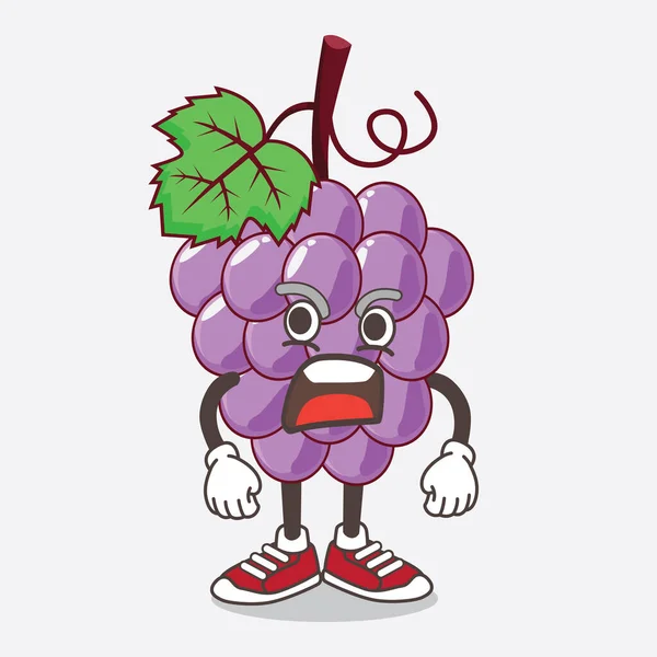 Illustration Grape Fruit Cartoon Mascot Character Angry Face — Stock Vector