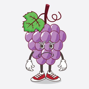 Üzüm Meyvesi çizgi film maskotu karakterinin korkmuş bir yüzü var.