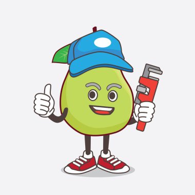 Guava Fruit çizgi film karakteri, mutlu bir tesisatçı.