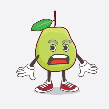 Guava Fruit karikatür karakteri. Şaşırtıcı bir jestle.