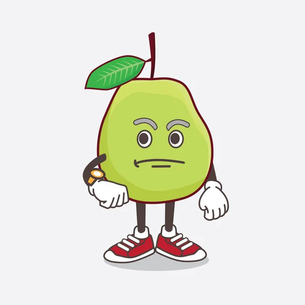 Illustration Guava Fruit Cartoon Mascot Character Waiting Gesture — Stock Vector