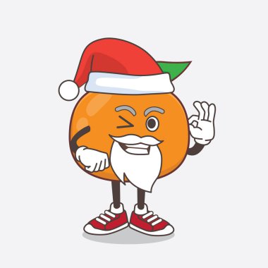 Mandarin Turuncu çizgi film Noel Baba maskotu karakteri.