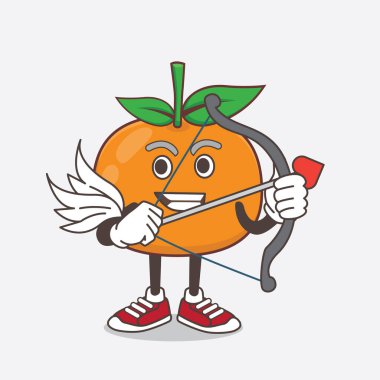 Mandarin Orange çizgi film maskot karakteri, ok ve kanatlı aşk tanrısı.
