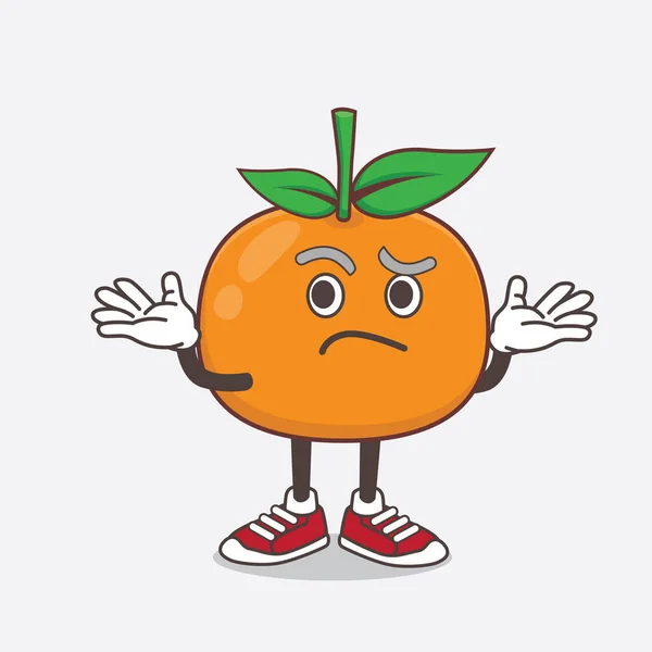 Sebuah Ilustrasi Karakter Maskot Kartun Mandarin Orange Dalam Ekspresi Menyeringai - Stok Vektor