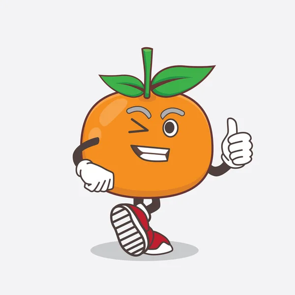 Illustration Mandarin Orange Cartoon Mascot Character Making Thumbs Gesture — Stock Vector