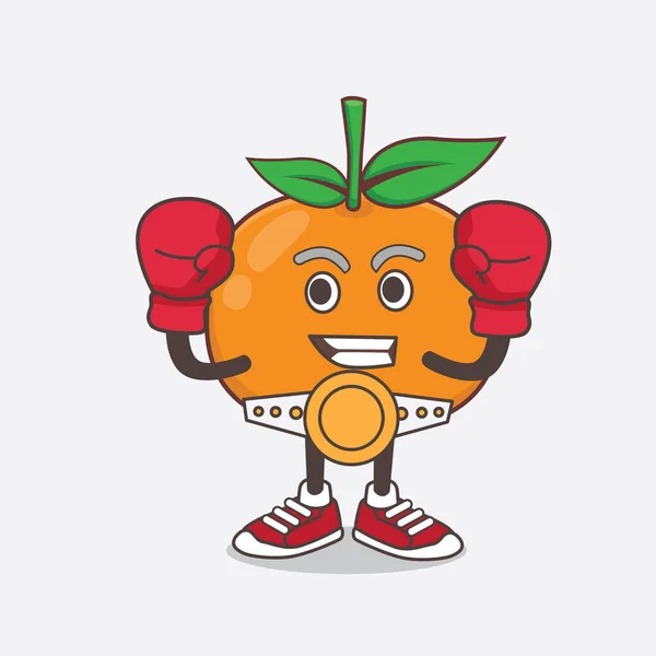 Une Illustration Personnage Mascotte Mandarin Orange Dessin Animé Dans Style — Image vectorielle