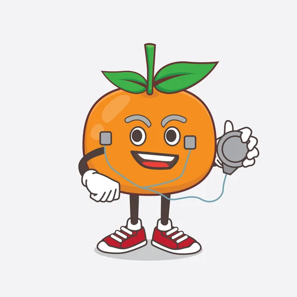 Uma Ilustração Personagem Mascote Desenho Animado Laranja Mandarim Como Médico — Vetor de Stock