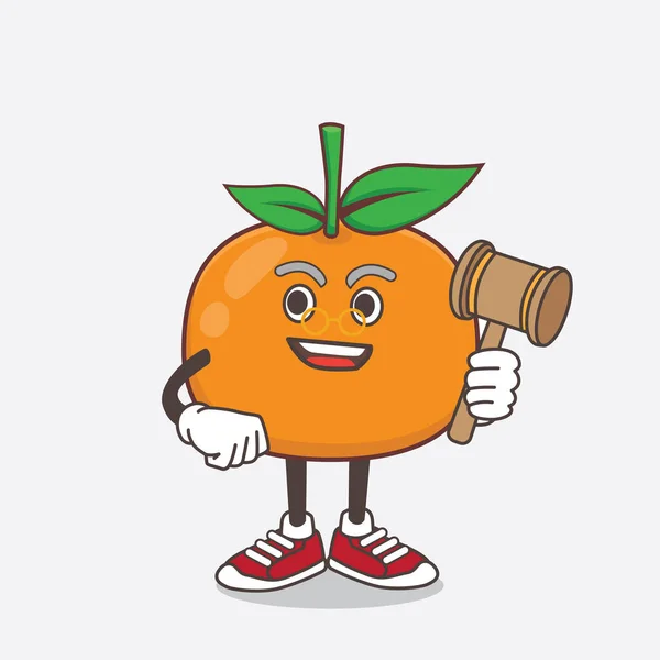 Uma Ilustração Personagem Mascote Desenho Animado Mandarim Fruit Como Juiz — Vetor de Stock