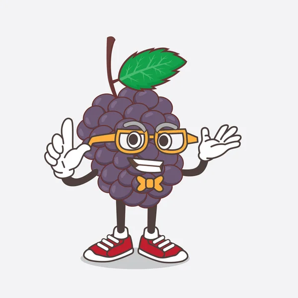 Uma Ilustração Mulberry Fruit Personagem Mascote Desenho Animado Estilo Geek — Vetor de Stock