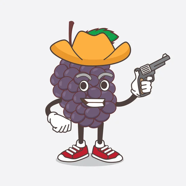 Illustration Mulberry Fruit Cartoon Mascot Character Holding Gun — Stock Vector