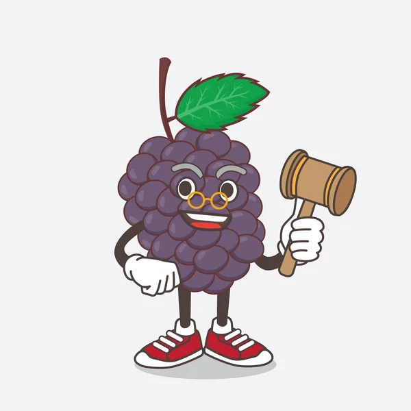 Uma Ilustração Mulberry Fruit Personagem Mascote Desenho Animado Como Juiz —  Vetores de Stock
