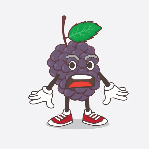 Une Illustration Personnage Mascotte Mulberry Fruit Avec Geste Surpris — Image vectorielle