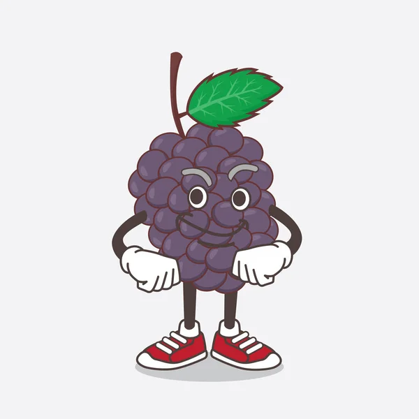 Uma Ilustração Mulberry Fruit Personagem Mascote Desenho Animado Com Rosto —  Vetores de Stock