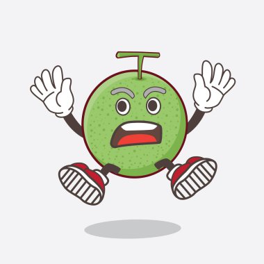 Sanal gerçeklik kulaklığı olan bir Melon Fruit çizgi film karakteri.