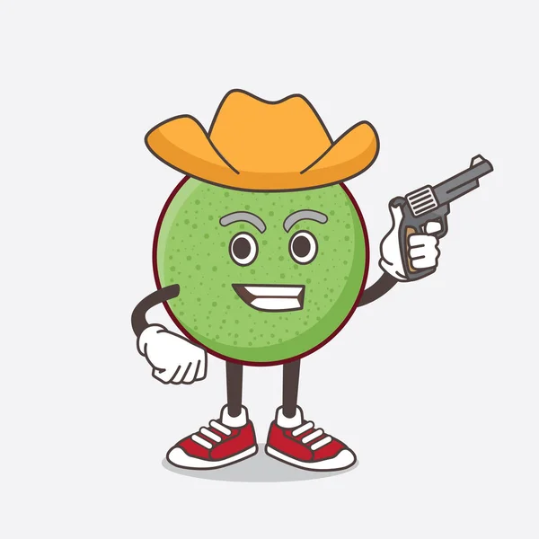 Uma Ilustração Melon Fruit Personagem Mascote Desenho Animado Segurando Arma —  Vetores de Stock