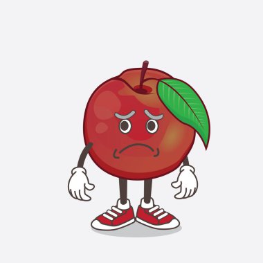 Nectarine Fruit çizgi film maskotu karakterinin korku dolu bir yüzü var.