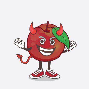 Nectarine Fruit çizgi filmindeki boynuzlu ve kuyruklu kırmızı şeytan karakterinin bir çizimi.