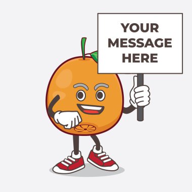 Göbek Portakalı çizgi film maskot karakterinin tahta imzalı bir çizimi.