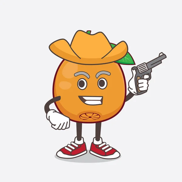 銃を持ったネーブルオレンジのキャラクターのイラスト — ストックベクタ