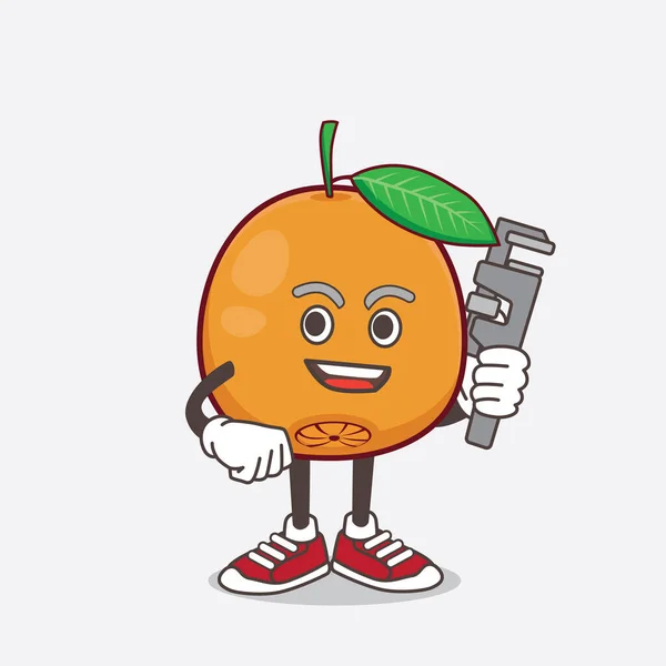 Μια Απεικόνιση Του Χαρακτήρα Μασκότ Καρτούν Navel Orange Χαρούμενος Υδραυλικός — Διανυσματικό Αρχείο