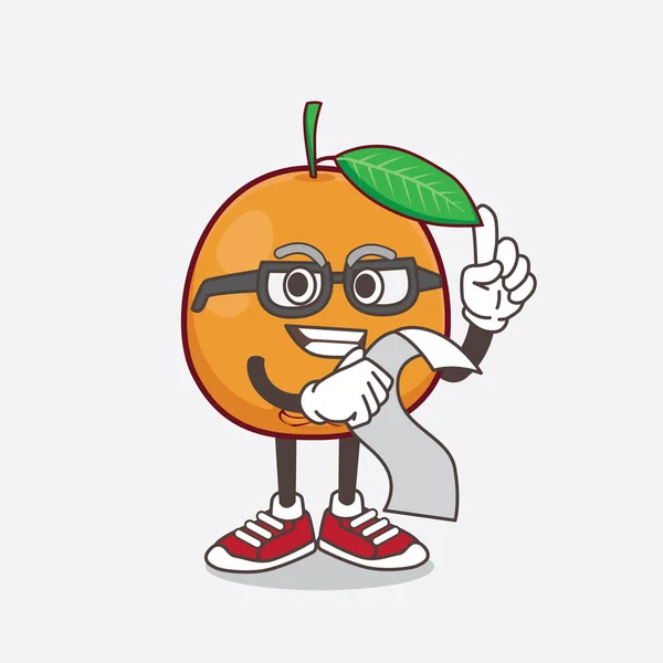 Illustration Navel Orange Cartoon Mascot Character Holding Menu — Stock Vector
