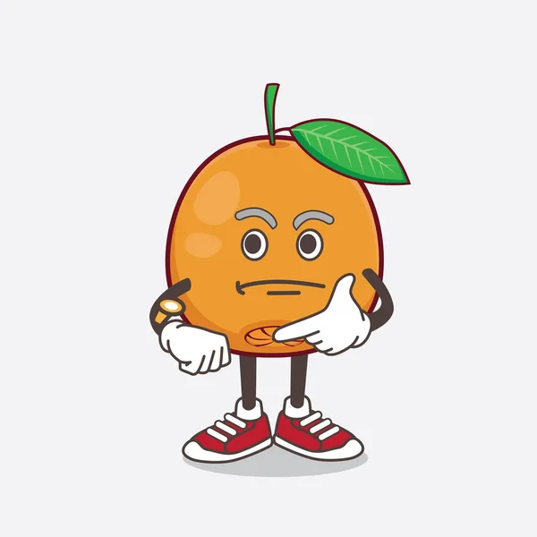 Navel Orange Çizgi Film Maskotu Karakterinin Bir Çizimi — Stok Vektör