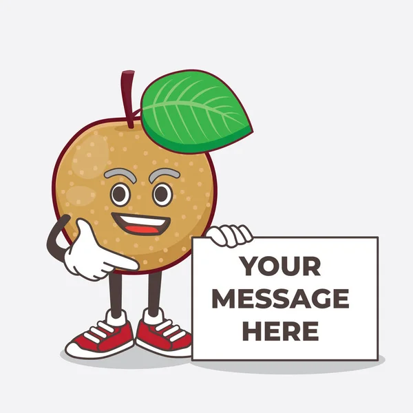 Eine Illustration Von Nashi Pear Cartoon Maskottchen Mit Einer Schild — Stockvektor