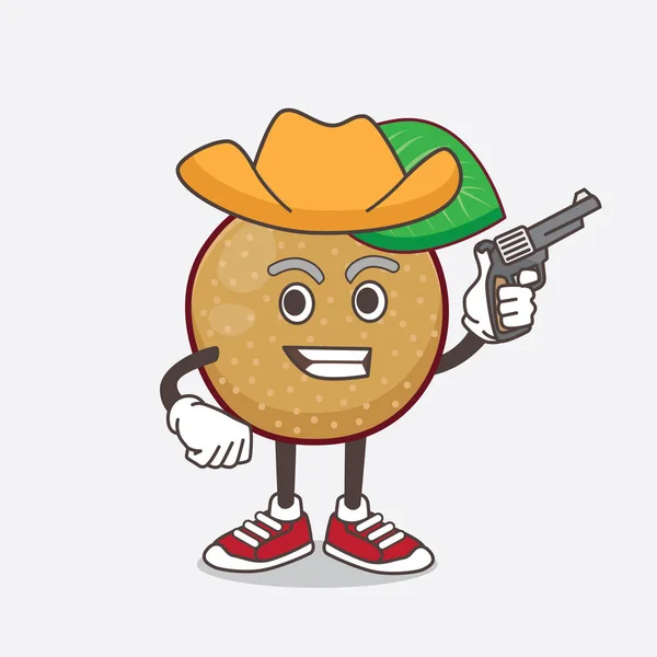 Uma Ilustração Nashi Pear Personagem Mascote Desenho Animado Segurando Arma — Vetor de Stock