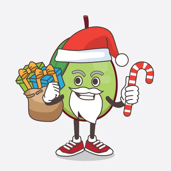 Una Ilustración Del Personaje Mascota Fruta Del Olivo Traje Santa — Archivo Imágenes Vectoriales