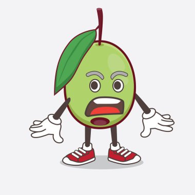 Olive Fruit çizgi film karakteri. Şaşırtıcı bir jesti var.