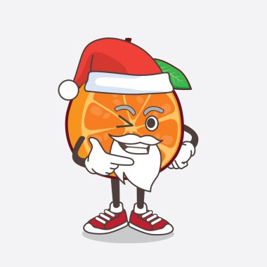 Portakal Fruit çizgi filmi Noel Baba maskotu karakterinin gülümseyen yüzü.