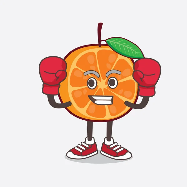 Une Illustration Personnage Mascotte Orange Fruit Dessin Animé Dans Style — Image vectorielle