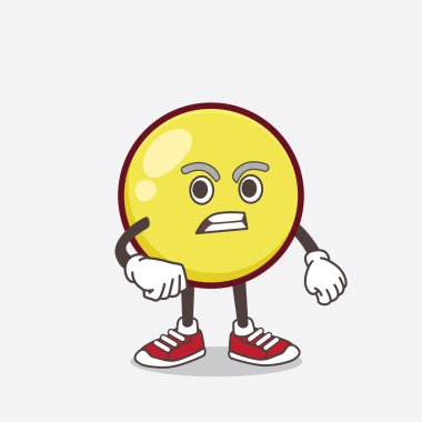 Sarı Top Duygusal Maskot karakterinin kızgın yüzlü bir çizimi.