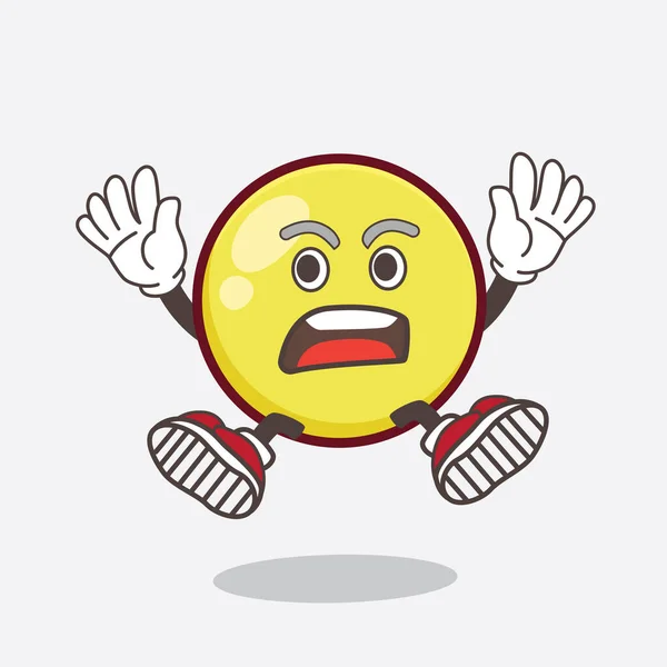 Illustration Yellow Ball Emoticon Cartoon Mascot Character Shocked Gesture — Stock Vector