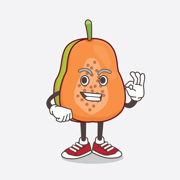 Una Ilustración Del Personaje Mascota Dibujos Animados Papaya Fruit Con — Vector de stock