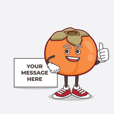 Persimmon Fruit karikatür maskot karakterinin beyaz tahtalı bir çizimi.