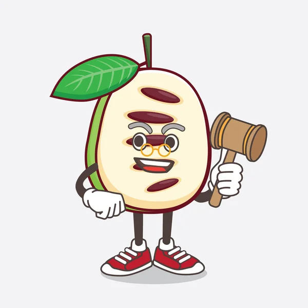 Uma Ilustração Pawpaw Fruit Personagem Mascote Cartoon Como Juiz Sábio — Vetor de Stock