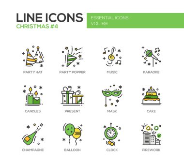 Noel ve yeni yıl - satırı tasarım Icons set