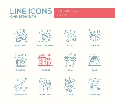 Noel ve yeni yıl - satırı tasarım Icons set