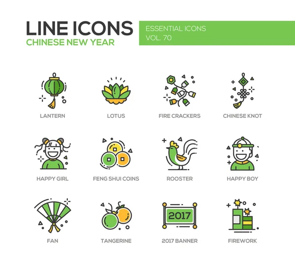 Čínský Nový rok-návrhové ikony linky — Stockový vektor