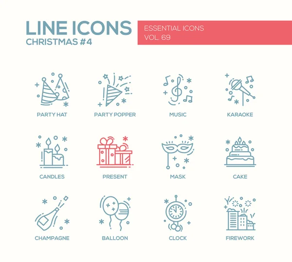 Різдво та Новий рік - набір іконок лінійного дизайну — стоковий вектор
