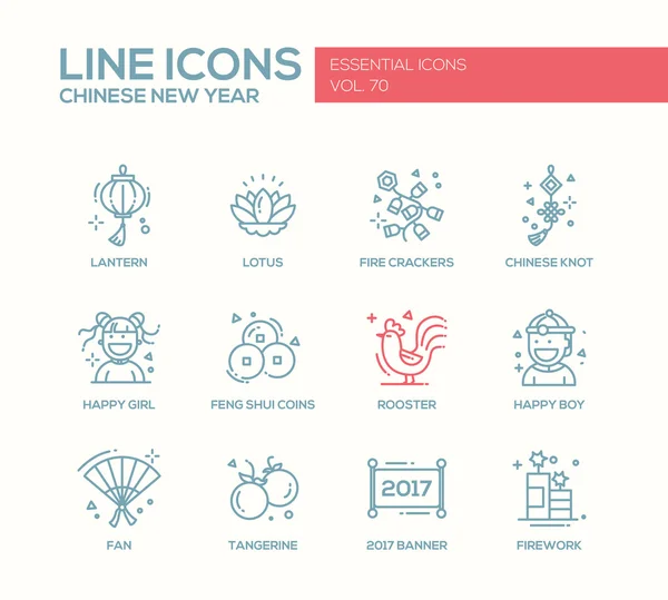 Čínský Nový rok-návrhové ikony linky — Stockový vektor