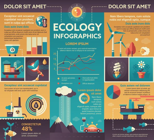 Ecología - póster, plantilla de portada de folleto — Archivo Imágenes Vectoriales