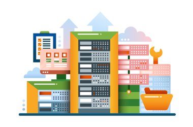 Sunucular - düz Tasarım Web sitesi banner