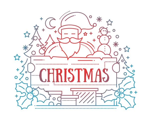 Merry Christmas - line design card — Stock Vector