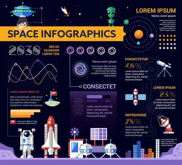 Space - poster, broşür kapak şablonu — Stok Vektör