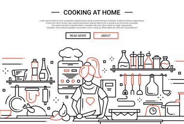 Evde - satırı tasarım web sitesi banner pişirme kız